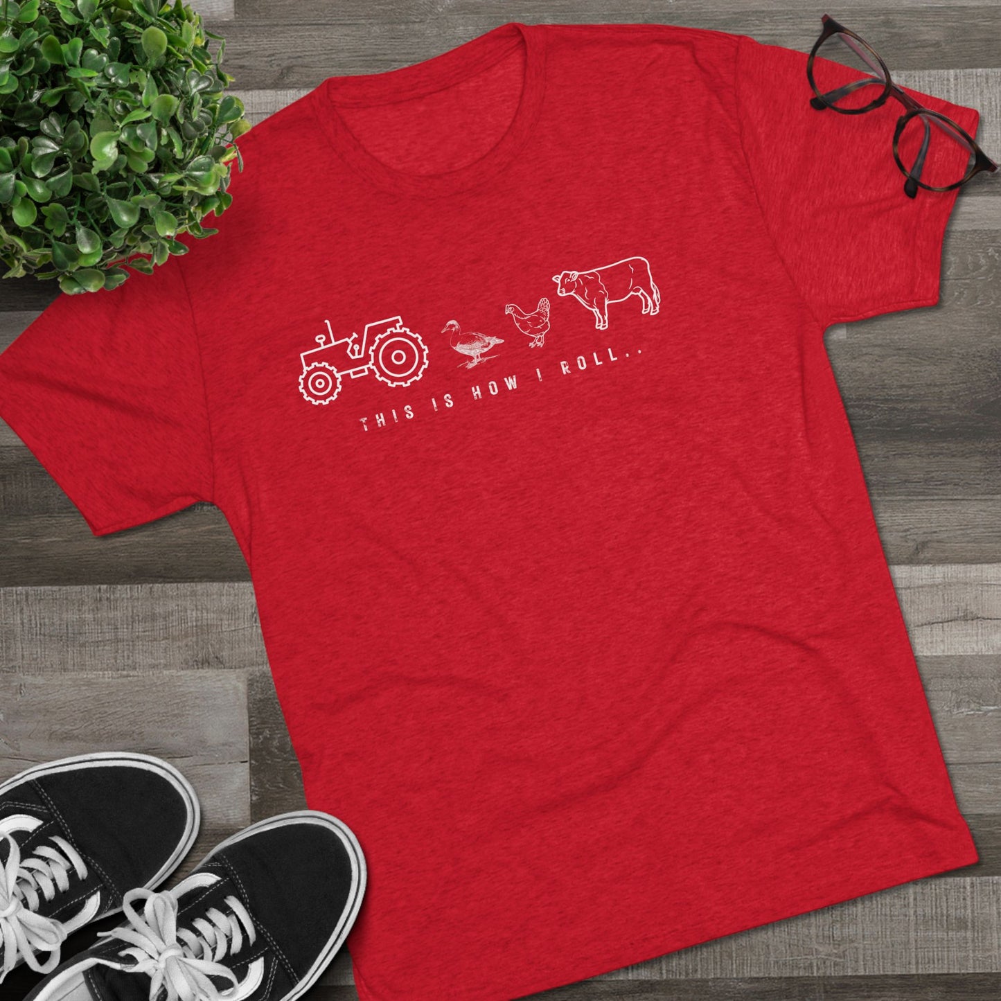Farm Lover Tee with Tractor Cow Duck and Chicken, Unisex